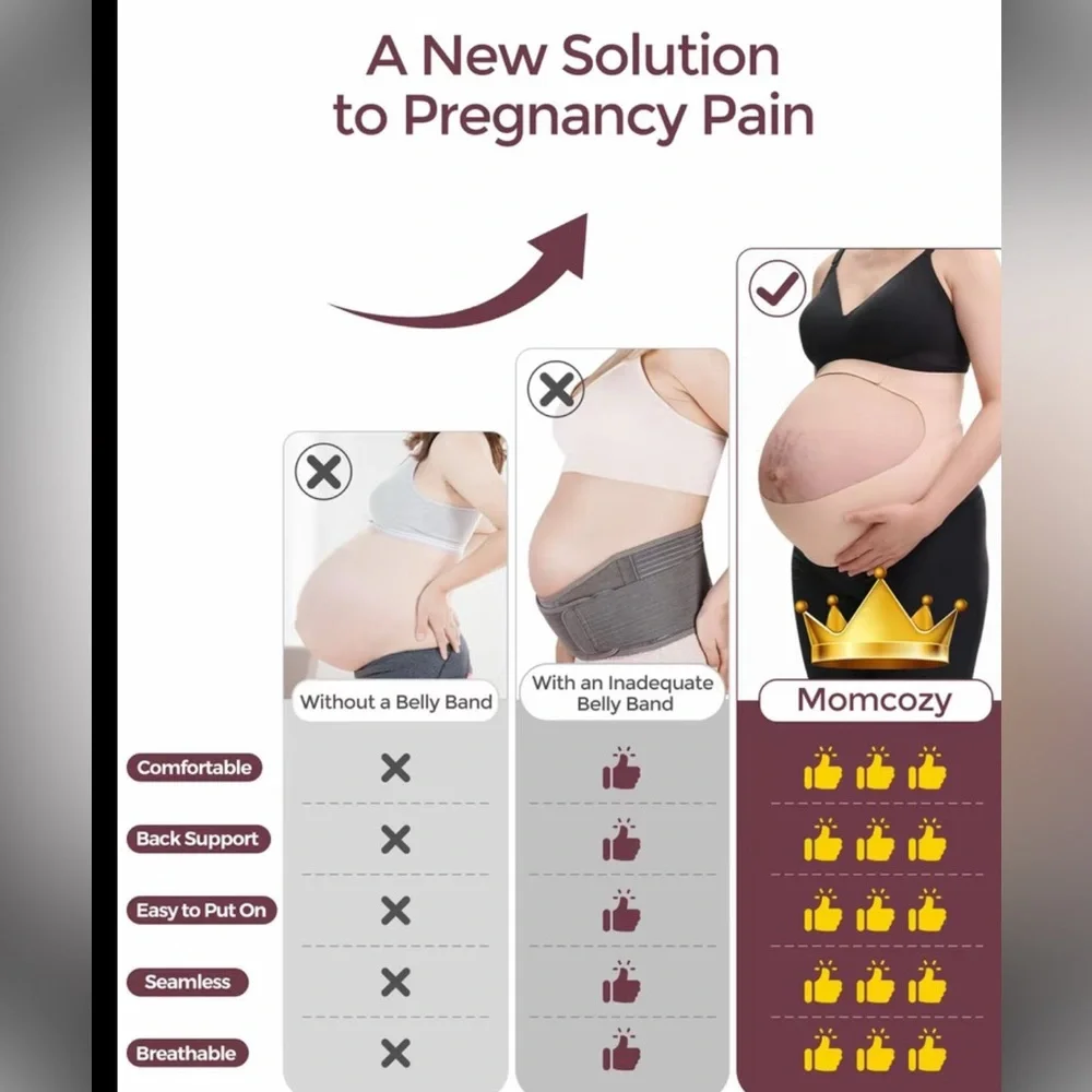 MomCozy Pregnancy Belly Band Pink L - Picture 4 of 12